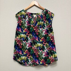 J. Crew Factory Multicolored Floral Sleeveless V-neck Top - 14